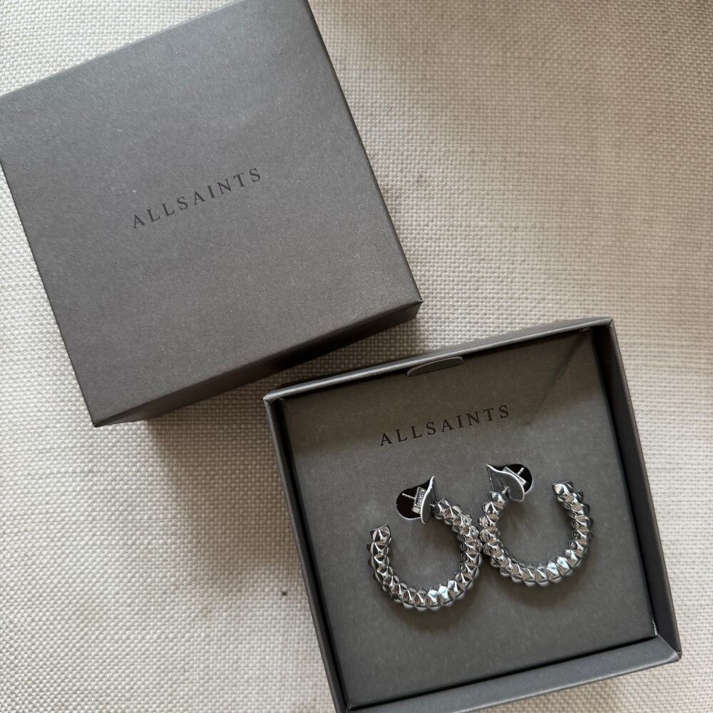 NWT All Saints Pyramid C hoop earrings